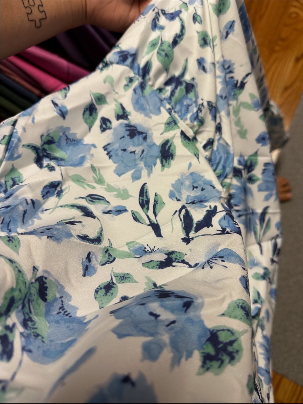 Floral Halter Maxi Dress in Blue and White - Picture 2 of 3